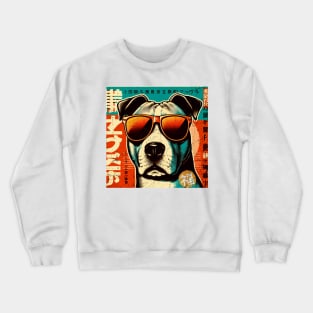 Retro Magazine Cover: Dog with Sunglasses and Vintage Style Crewneck Sweatshirt